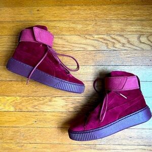 Puma Burgundy Velour Hightops size 7 EUR 37.5